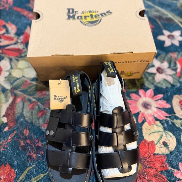 Dr. Martens Black Leather Strap Sandals - Picture 1 of 4